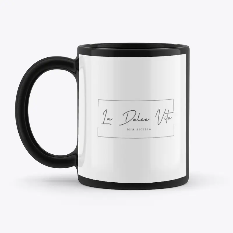 black and white LA DOLCE VITA mug